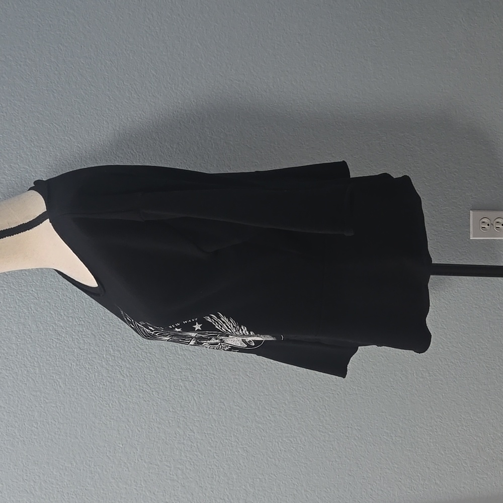 WILLIAM RAST Festival Guitar Graphic Peplum Top Black 1/2 Sleeves Sz Large - Picture 5 of 12